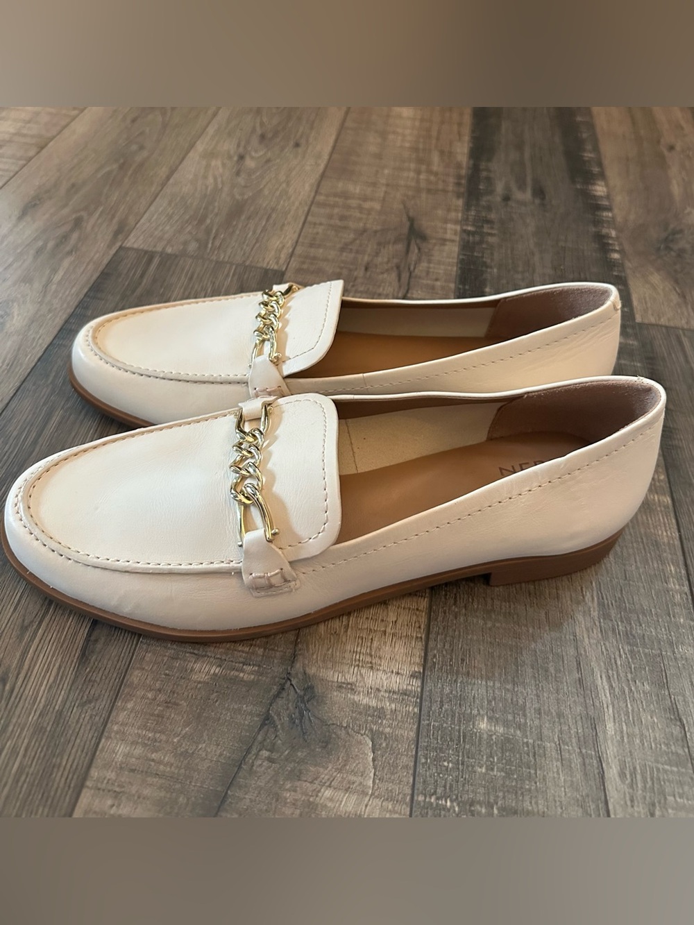 Naturalizer Women’s Sawyer Loafers In Pearl Beige Leather Size 12 NEW